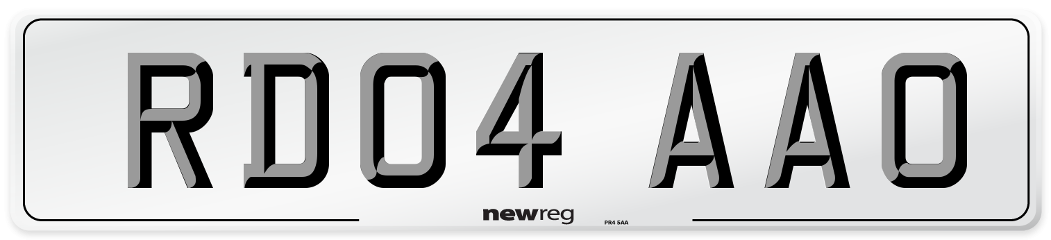 RD04 AAO Number Plate from New Reg